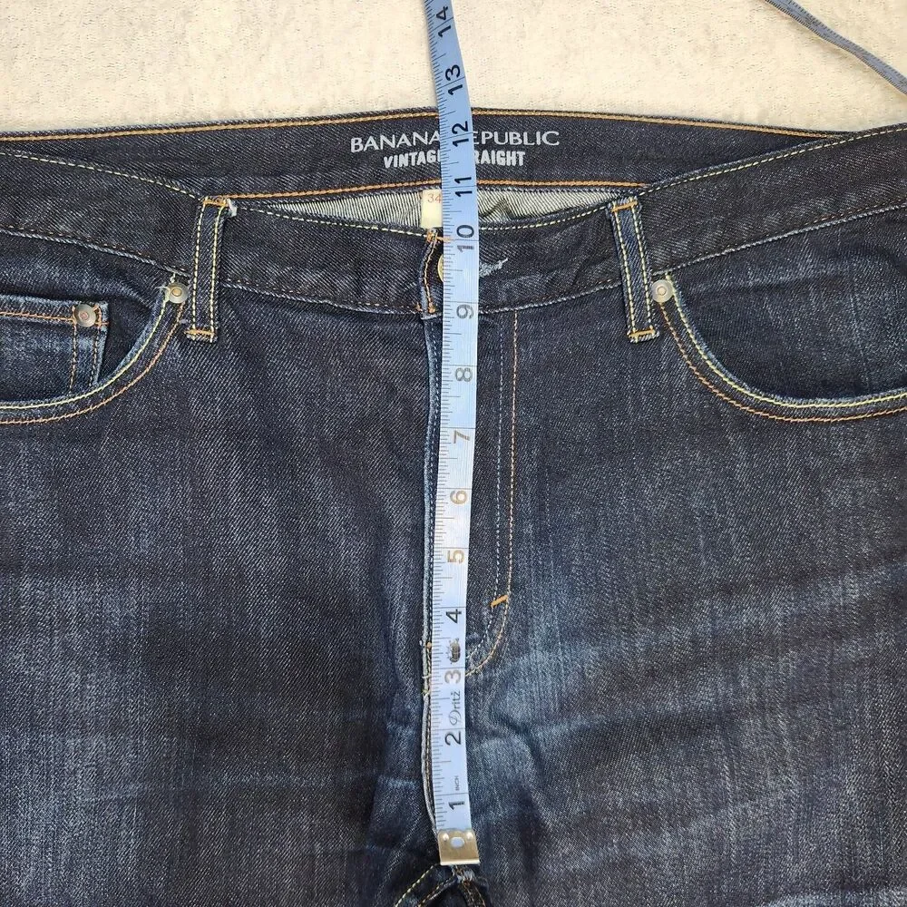 Banana Republic Mens 34x32 Vintage Straight Denim Jeans Dark Wash Cotton
